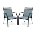 Biotree Patio Chairs Set of 2 with All Weather Breathable Fabric Stackable Patio Chair for Garden BackyardBlue