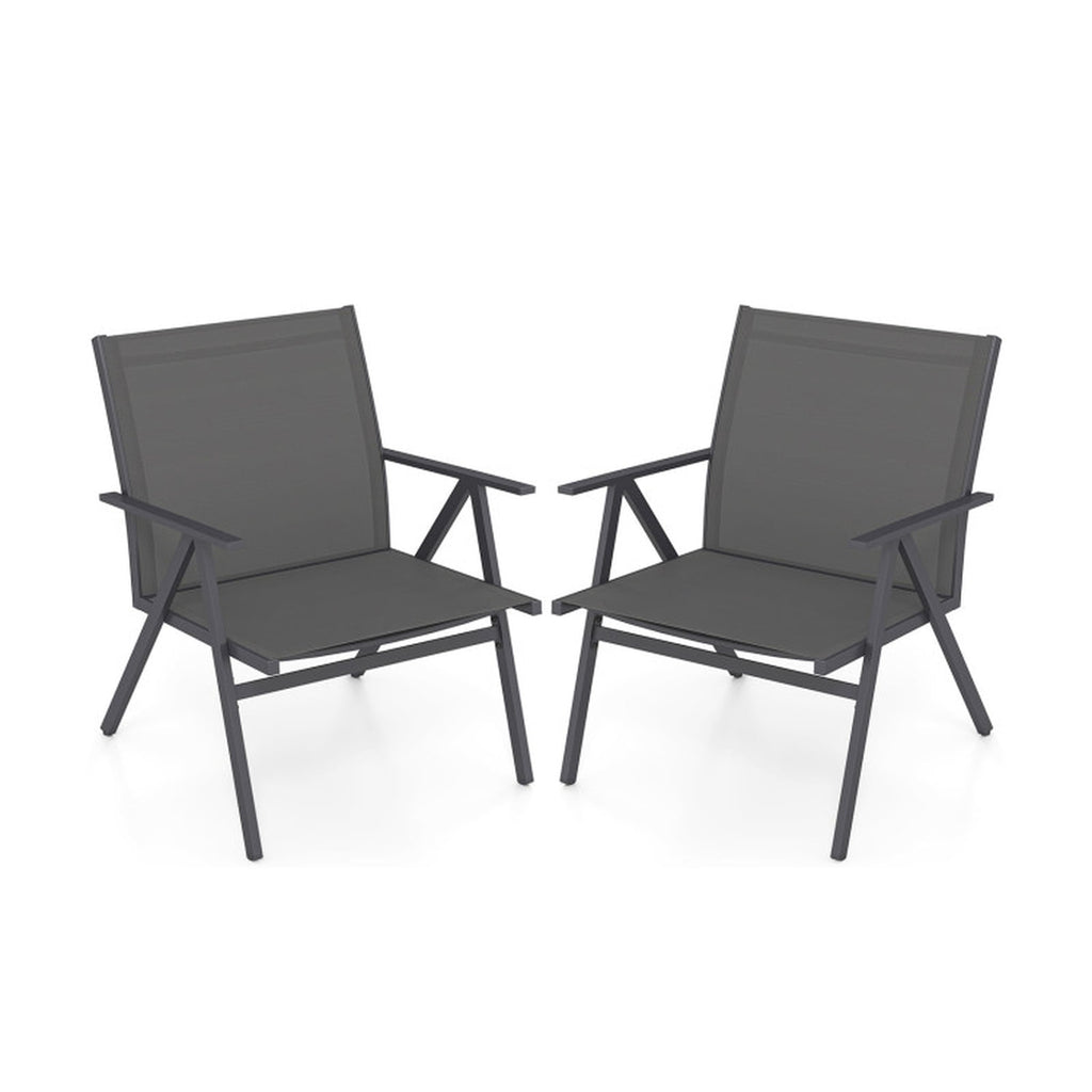 Biotree Patio Chairs Set of 2 with Breathable Mesh Fabric and Metal Frame Stackable Patio Chair for Garden BackyardGray