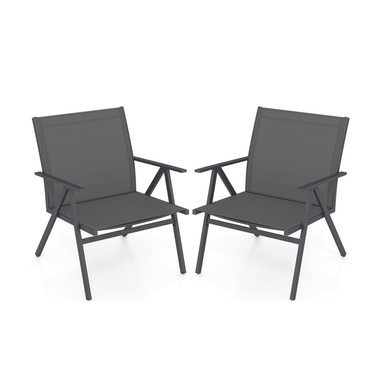 Biotree Patio Chairs Set of 2 with Breathable Mesh Fabric and Metal Frame Stackable Patio Chair for Garden BackyardGray