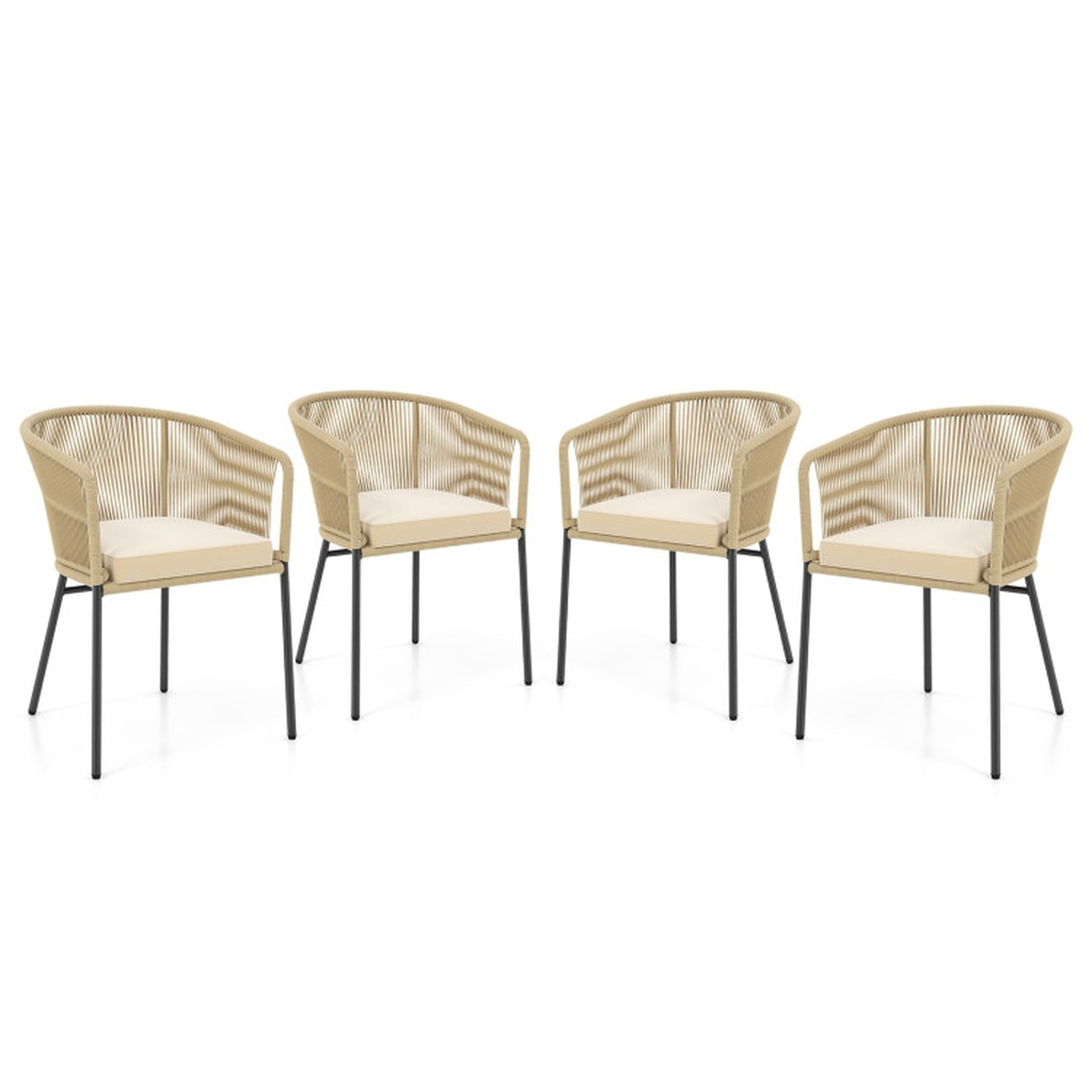 Biotree Patio Chairs Set of 4 with Curved Backrest and Seat Cushion for Patio Stackable Patio Chair for Garden BackyardYellow