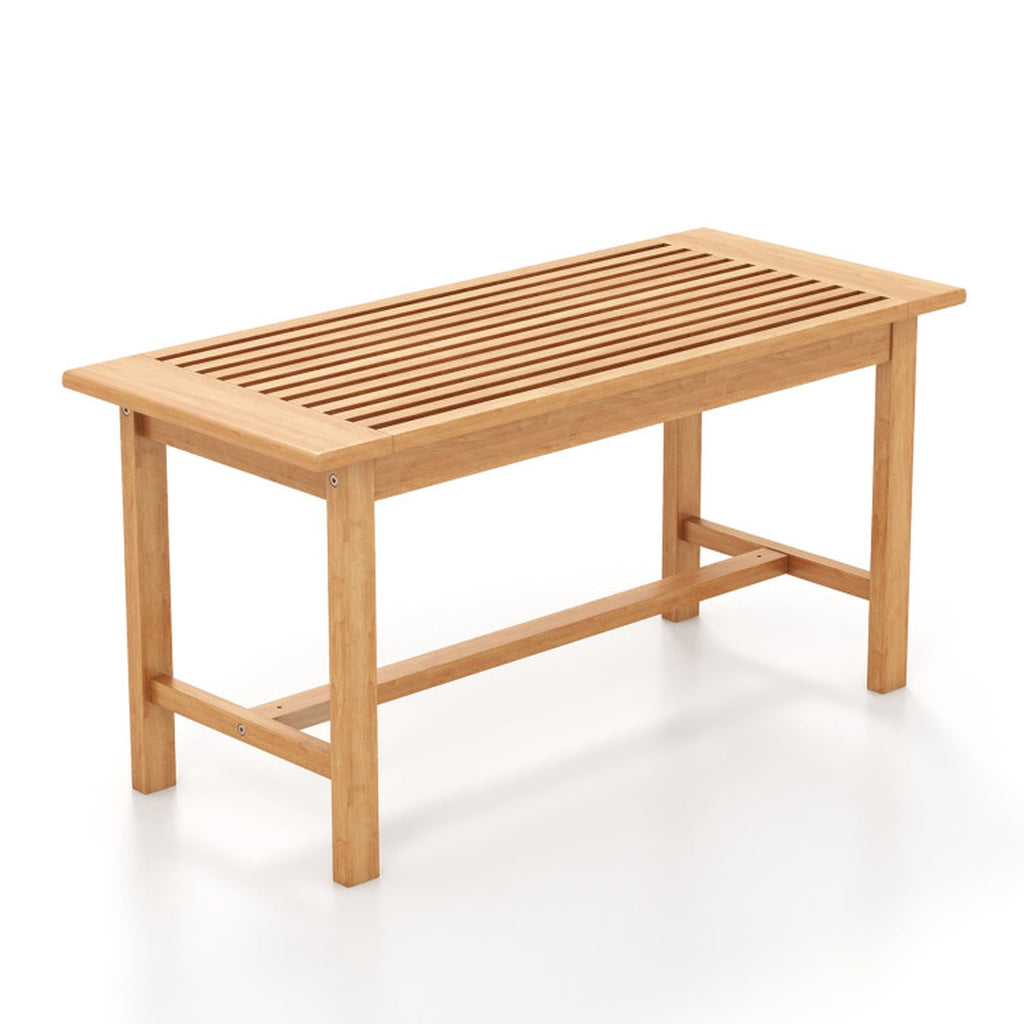 Biotree Patio Coffee Table 36 Inch Rectangular Outside Side Table with Slatted Tabletop, Natural