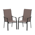 Biotree Patio Dining Chair Set of 2 with Wide Seat and Heavy-Duty Metal Frame Stackable Patio Chair for Garden BackyardBrown