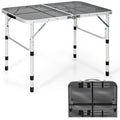 Biotree Aluminum Grill Table with Iron Mesh Top Portable Folding Outdoor Camp Kitchen Table for BBQ Cooking, Silver