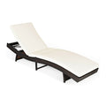Biotree Patio Folding Chaise Lounge with 5 Adjustable Levels and Cushion Stackable Patio Chair for Garden BackyardWhite