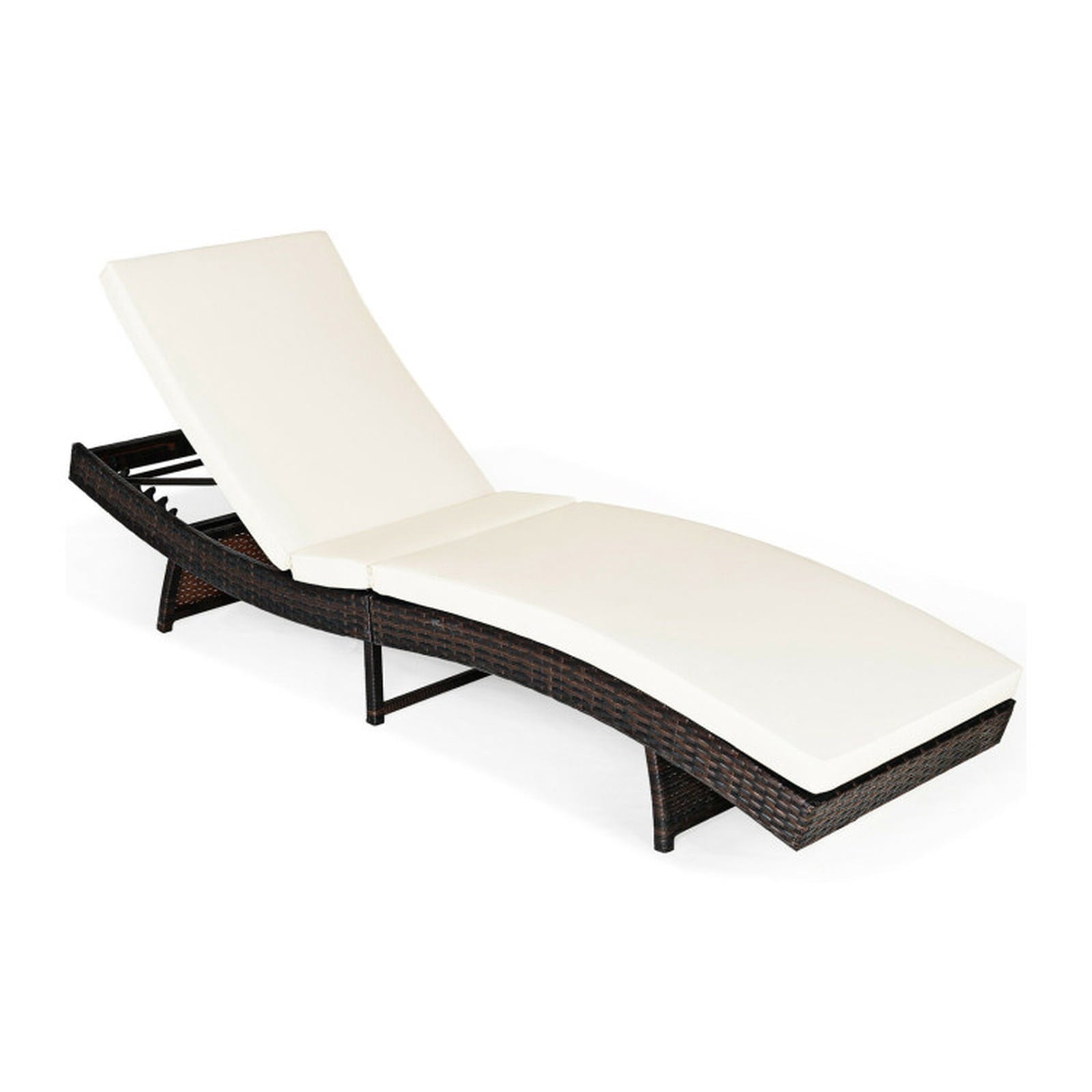 Biotree Patio Folding Chaise Lounge with 5 Adjustable Levels and Cushion Stackable Patio Chair for Garden BackyardWhite