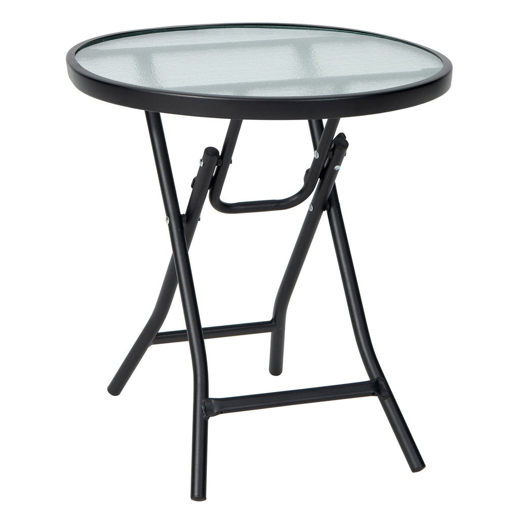 Biotree Patio Folding Side Table with Tempered Glass Top
