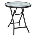 Biotree Patio Folding Side Table with Tempered Glass Top