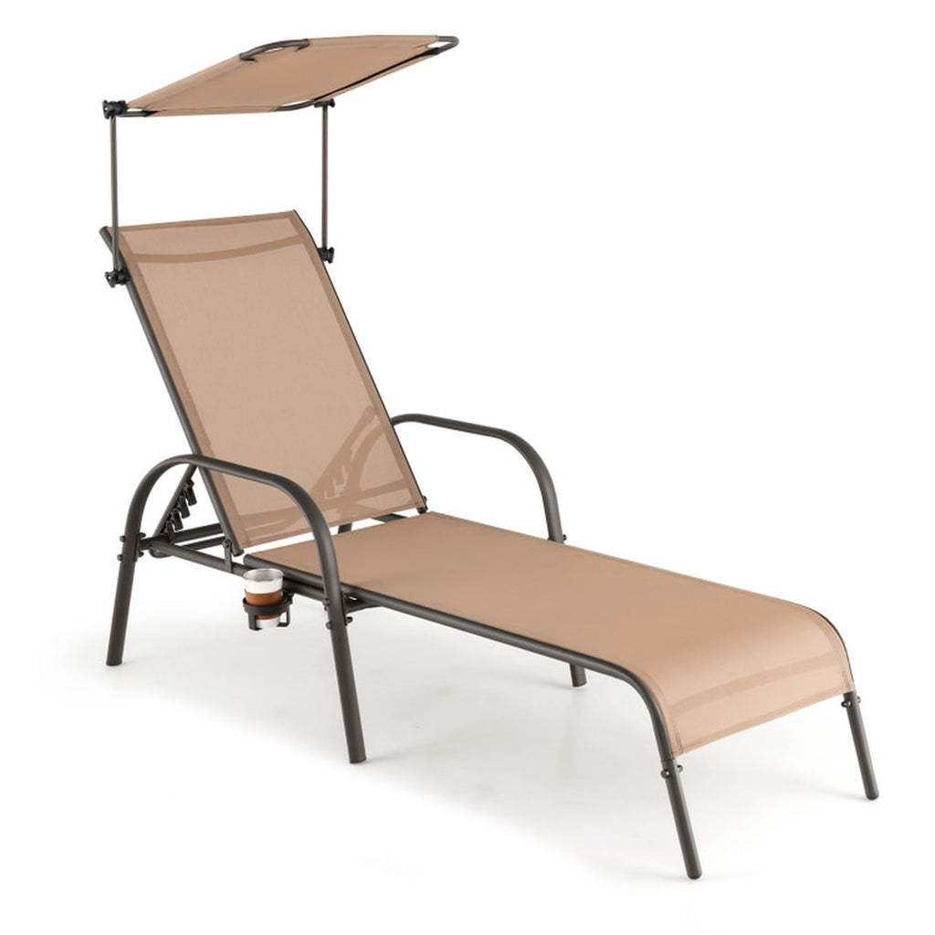 Biotree Patio Heavy-Duty 5-Level Adjustable Chaise Lounge Chair Stackable Patio Chair for Garden BackyardBrown