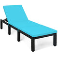 Biotree Patio Rattan Cushioned Height Adjustable Lounge Chair Stackable Patio Chair for Garden BackyardBlue