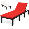 Biotree Patio Rattan Cushioned Height Adjustable Lounge Chair Stackable Patio Chair for Garden BackyardRed Off White