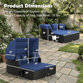 Biotree Patio Rattan Daybed with Retractable Canopy-Navy