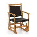 Biotree Patio Rattan Glider Chair with Acacia Wood Frame and Wicker Seat Back Stackable Patio Chair for Garden BackyardMix Brown