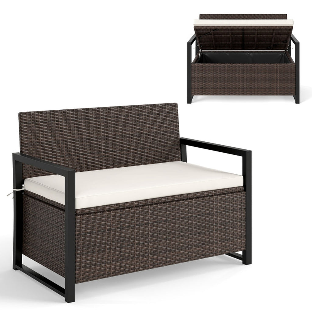 Biotree Patio Storage Bench Outdoor Waterproof for Patio Deck Garden Cushions, Brown