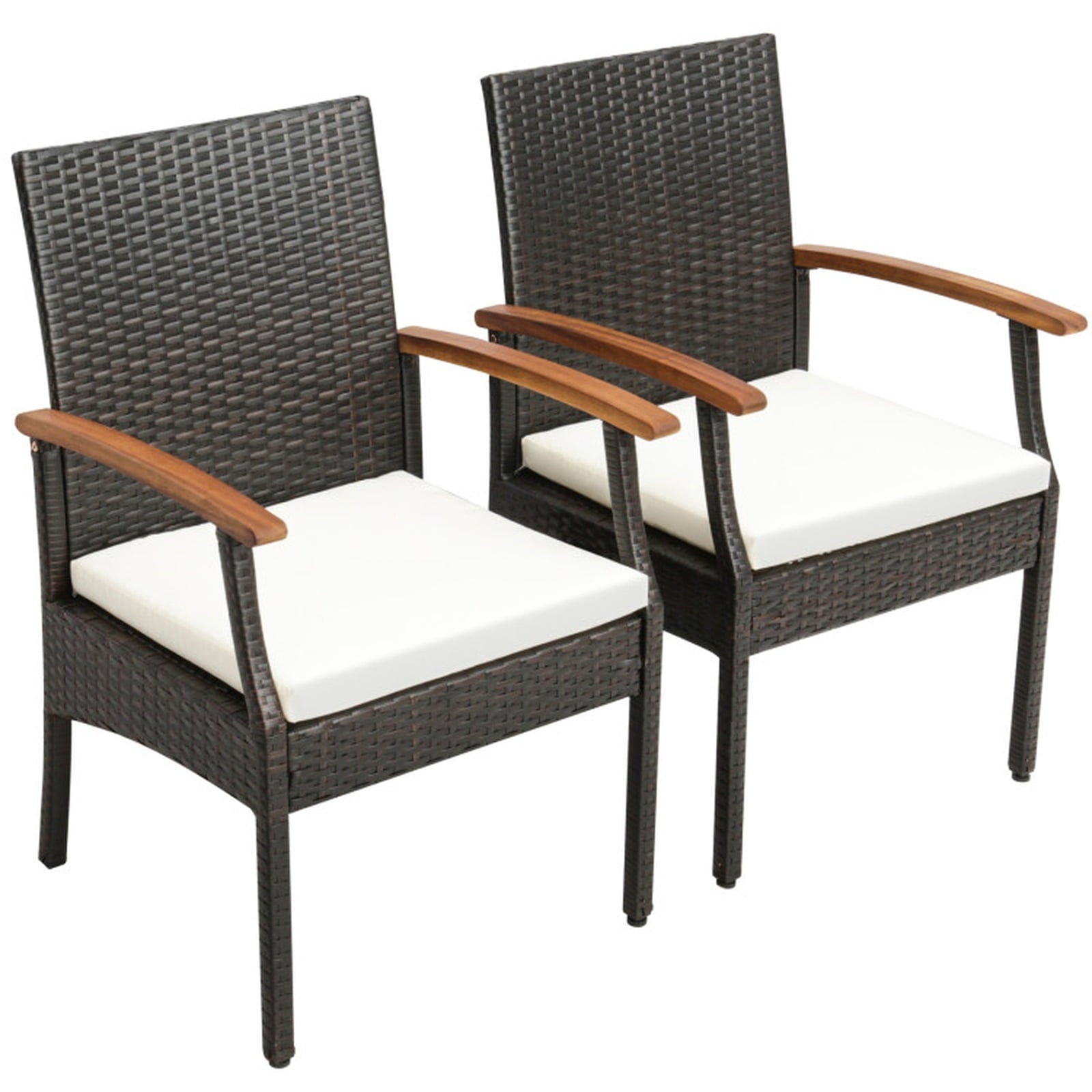 Biotree Patio Wicker Chair Set of 2 with Soft Zippered Cushion Stackable Patio Chair for Garden BackyardMix brown
