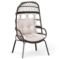 Biotree Patio Wicker Egg Chair Outdoor Rattan Lounge Basket with Seat and Back Cushions Stackable Patio Chair for Garden BackyardBrown
