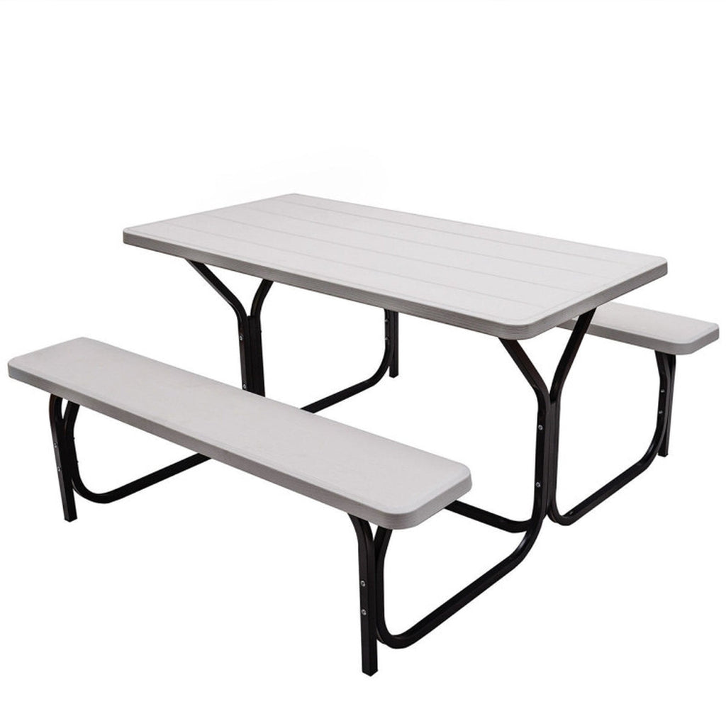 Biotree Picnic Table Bench Set for Outdoor Camping, White