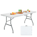 Biotree Portable Folding Camping Table with Carrying Handle for Picnic, White