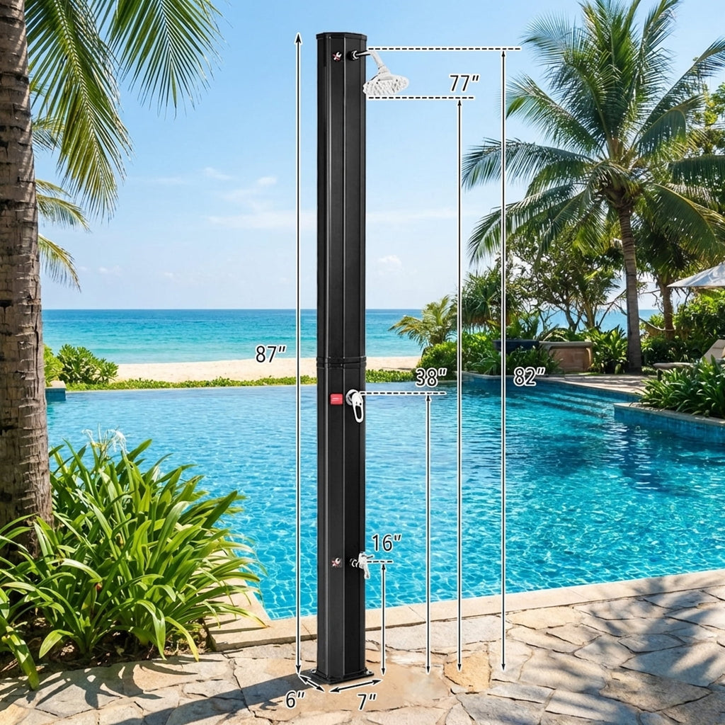 Biotree 7.2 Feet Adjustable Outdoor Solar Heating Shower Head Portable Camping Solar Shower for Pool Beach Campsite, Black