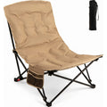 Biotree Portable Folding Outdoor Camping Chair with Cup Holder for Beach Picnic Tailgating, Khaki