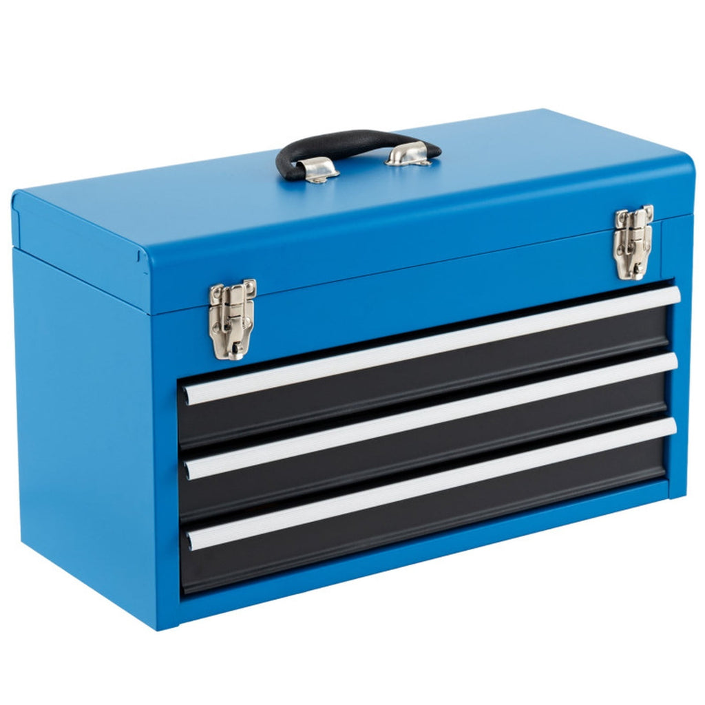 Biotree Portable Garage Mechanic Tool Cabinet Box with 3 Drawers Outdoor Waterproof for Patio Deck Garden Cushions, Blue