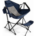 Biotree Hammock Style Camping Chair with Retractable Footrest and Adjustable Seat Angle Portable Outdoor Lounger with Carry Bag, Navy Blue