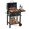 Biotree Portable Outdoor Charcoal BBQ Grill with Adjustable Charcoal Tray, Charcoal Grill on Wheels with Warming Rack, BBQ Smoker Cooker for Backyard Patio Camping Black