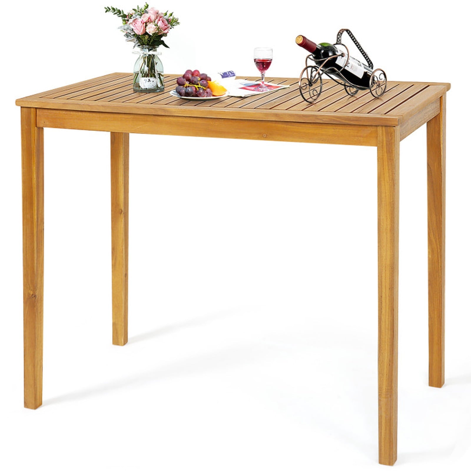 Biotree Rectangular Indoor and Outdoor Bar Height Table for Garden, Teak