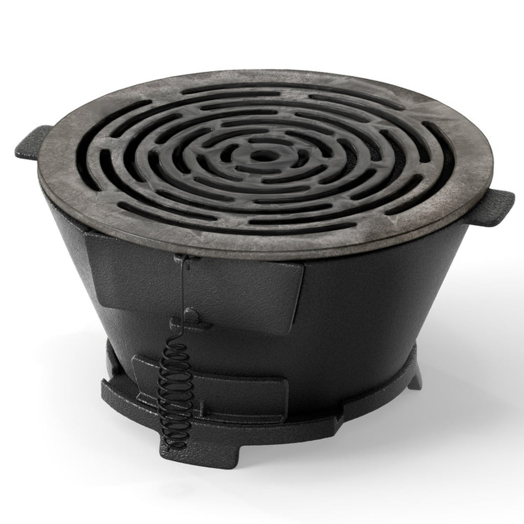 Biotree Round Hibachi Grill Outdoor Portable Charcoal Stove with 12 Inch Double-Sided Grate for Outdoor Backyard Camping Patio BBQ, Black