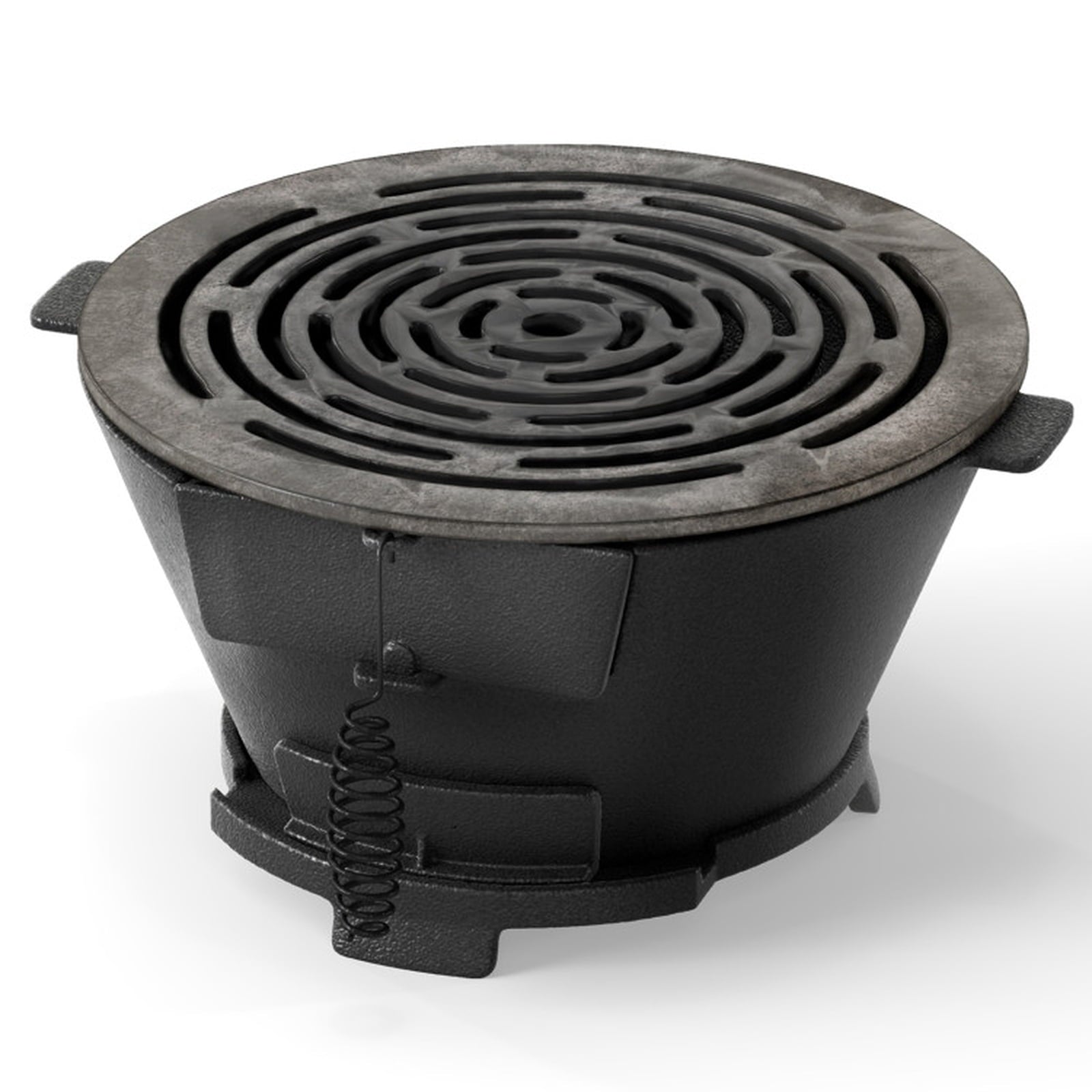 Biotree Round Hibachi Grill Outdoor Portable Charcoal Stove with 12 Inch Double-Sided Grate for Outdoor Backyard Camping Patio BBQ, Black