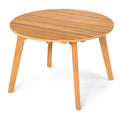 Biotree Round Outdoor Acacia Wood Side Table with Slatted Tabletop, Natural