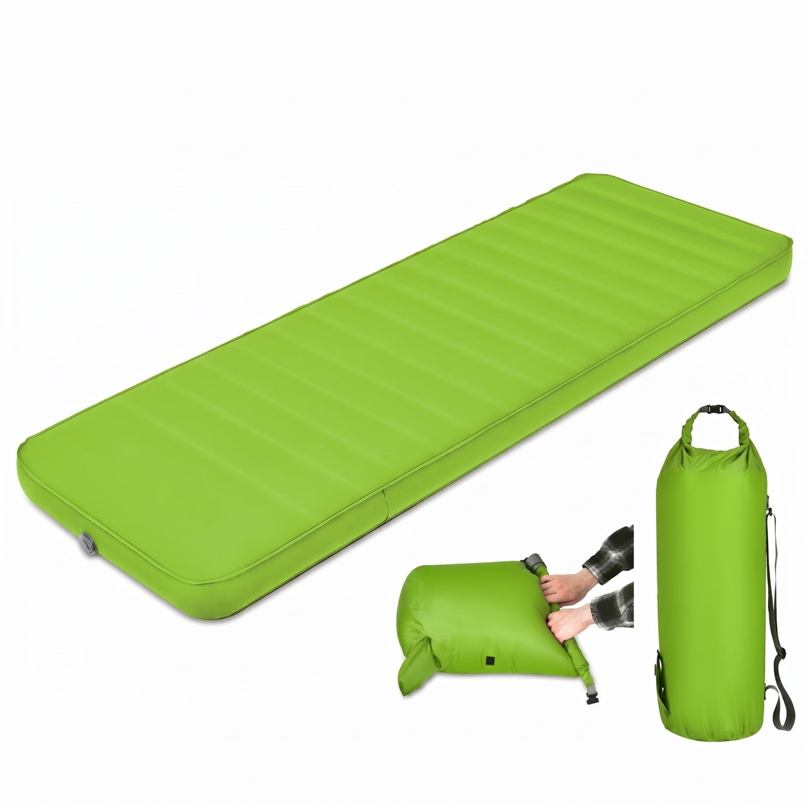 Biotree Self Inflating Folding Camping Sleeping Mattress with Carrying Bag Portable Sleeping Mat for Outdoor Camping, Green