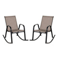 Biotree Set of 2 Heavy-Duty Metal Patio Rocking Chair with Breathable Seat Fabric Stackable Patio Chair for Garden BackyardBrown