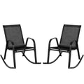 Biotree Set of 2 Metal Patio Rocking Chair with Breathable Seat Fabric Stackable Patio Chair for Garden BackyardBlack