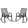 Biotree Set of 2 Metal Patio Rocking Chair with Breathable Seat Fabric Stackable Patio Chair for Garden BackyardGray