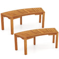 Biotree Set of 2 Outdoor Bench Acacia Wood Curved Garden Bench 2-Person Stackable Patio Chair for Garden BackyardNatural