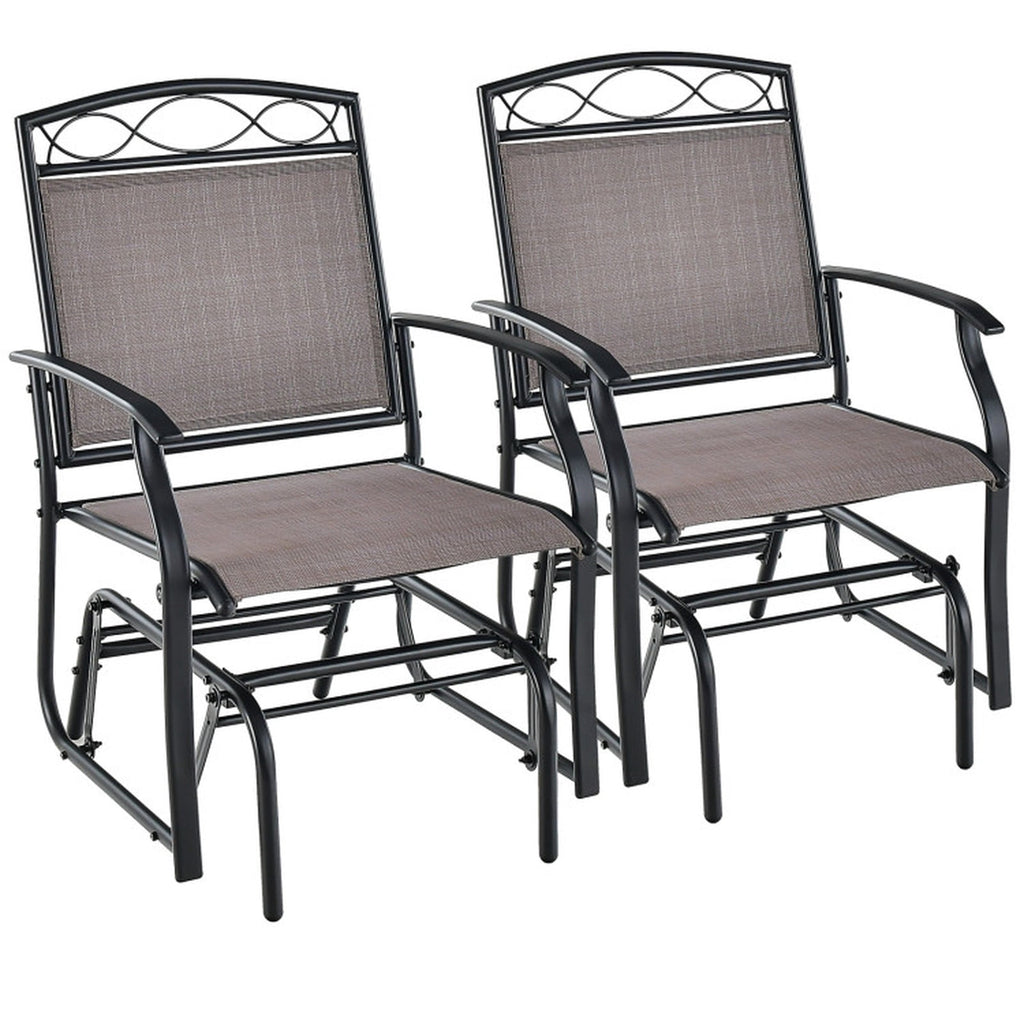 Biotree Set of 2 Outdoor Metal Glider Armchairs with Weather Stackable Patio Chair for Garden Backyardresistant Fabric