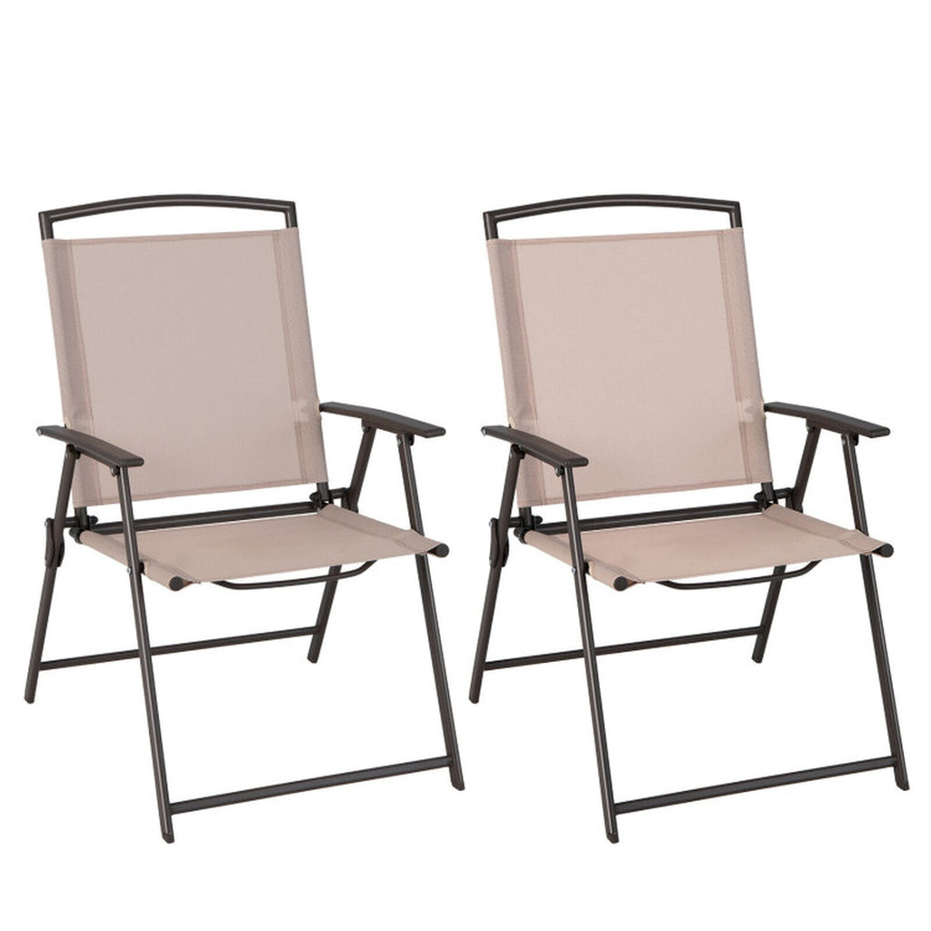 Biotree Set of 2 Patio Dining Chairs with Armrests and Rustproof Steel Frame Stackable Patio Chair for Garden BackyardBeige