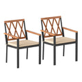Biotree Set of 2 Patio Dining Chairs with Removable Padded Cushions-18 Inches Stackable Patio Chair for Garden BackyardBlack + Natural