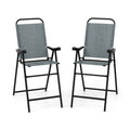 Biotree Set of 2 Patio Folding Bar Stools with Metal Frame and Footrest, Blue - Outdoor Patio Bar Height Chair with Footrest