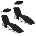 Biotree Set of 2 Portable Reclining Chair with 5 Adjustable Positions Stackable Patio Chair for Garden BackyardBlack
