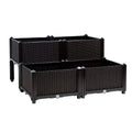 Biotree Set of 4 Elevated Flower Vegetable Herb Grow Planter Box-Brown Outdoor Herbs Vegetables Flowers
