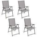 Biotree Set of 4 Patio Folding Chair Set with Rustproof Metal Frame Stackable Patio Chair for Garden BackyardGray