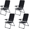 Biotree Set of 4 Patio Folding Chairs with Adjustable Backrest Stackable Patio Chair for Garden BackyardBlack