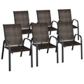 Biotree Set of 6 Outdoor PE Wicker Stackable Chairs with Sturdy Steel Frame Stackable Patio Chair for Garden BackyardBrown