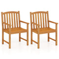 Biotree Solid Acacia Wood Patio Chairs Set of 2 with Slatted Seat and Inclined Backrest for PorchNatural