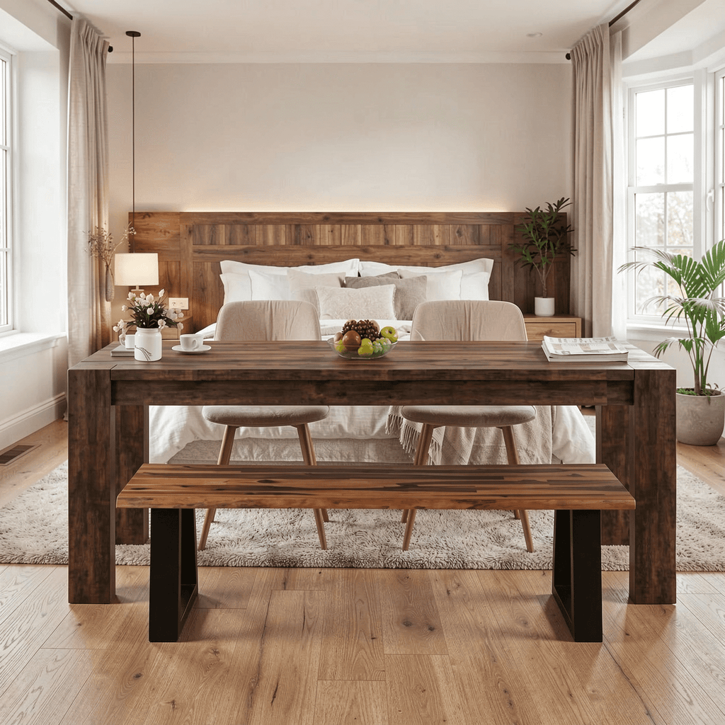 Biotree Solid Acacia Wood Patio Dining Bench 57.5 In