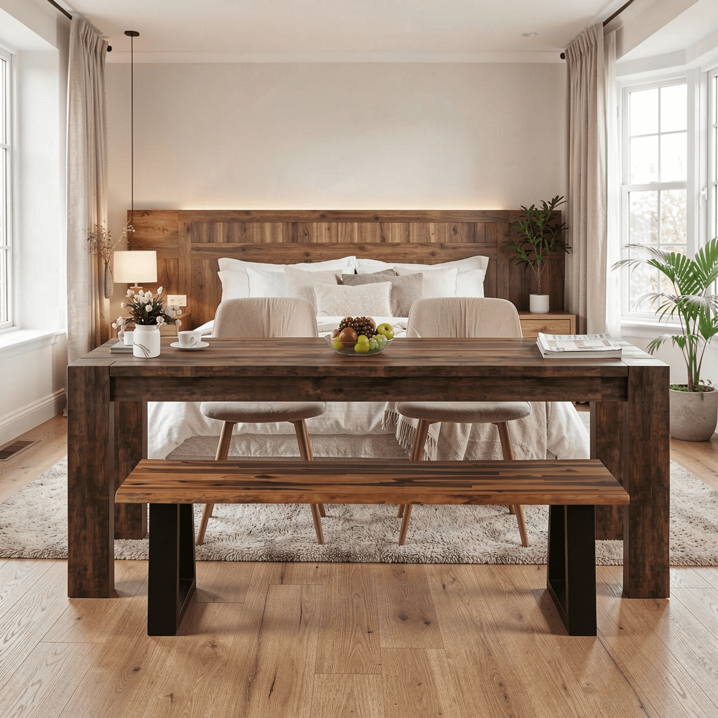 Biotree Solid Acacia Wood Patio Dining Bench 57.5 In