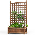 Biotree Solid Free Standing Wood Planter Box with Trellis for Garden Dark brown - Outdoor Backyard Patio Garden Planting