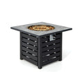 Biotree Square Propane Fire Pit Table with Lava Rocks and Rain Cover for Outdoor Patio Backyard Garden Camping, Black