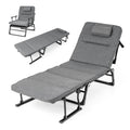 Biotree Folding Camping Cot with Mattress 3 in 1 Convertible Single Sofa and Outdoor Chaise Lounge Chair Sleeper for Backyard and Patio, Gray